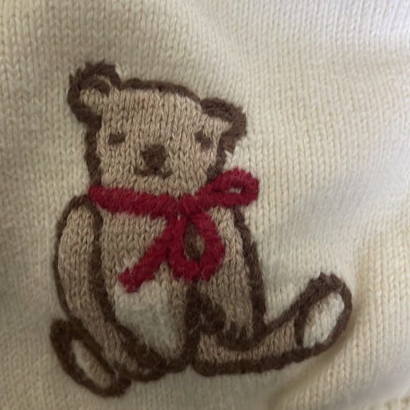 Janie and Jack Sweater button up with embroidered brown teddy bear - Picture 3 of 6